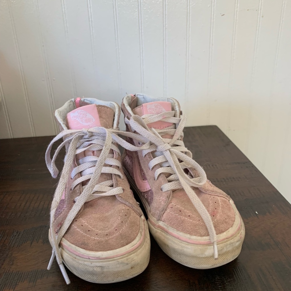 Vans Kids Pink and White Sneakers